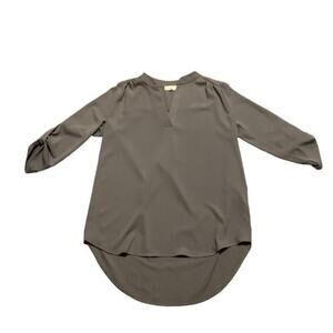 Perfect Peach Blouse Top‎ V neck 3/4 Sleeve Grey Size Small